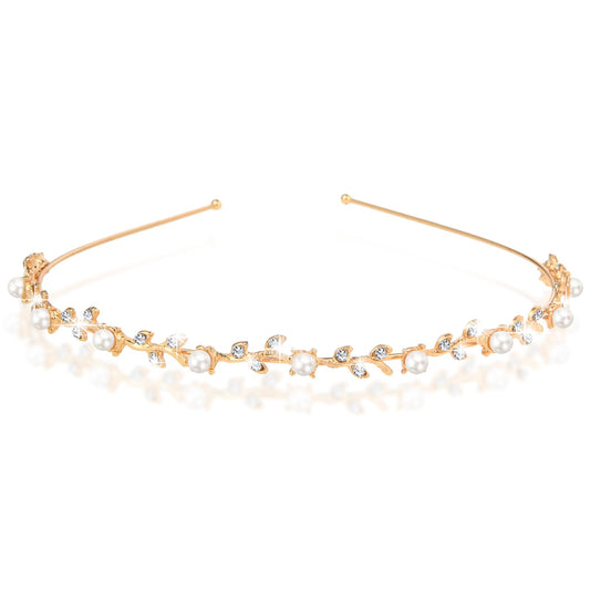 Andibro Wedding Crystal Leaf Headband for Women, Shinny Rhinestone Headpieces Elegant Headwear Decorative Cute Hair Hoop Band Bling Headdress Hair Accessories for Women Girls(Leaf)