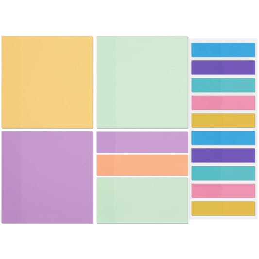 Cobee 500 Sheets Transparent Sticky Note Set, Pastel Color Clear Sticky Notes Adhesive Translucent Page Flags Sticky Tabs Waterproof Book Markers for Books Bible Office School Supplies (A)