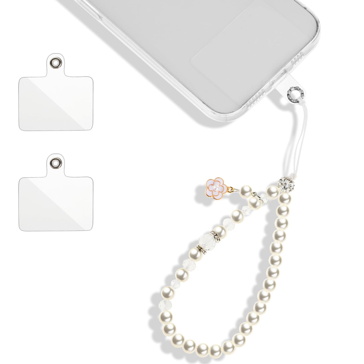 Giantree Universal Phone Lanyard, Cell Phone Pearl Chain with 2Pcs Back Patch Phone Charms Wrist Strap Fit for Most Cell Phones & Phone Case (Color 5)