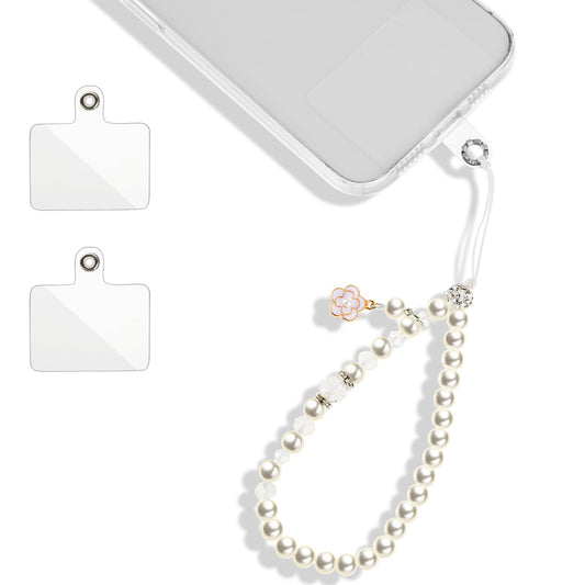 Giantree Universal Phone Lanyard, Cell Phone Pearl Chain with 2Pcs Back Patch Phone Charms Wrist Strap Fit for Most Cell Phones & Phone Case (Color 5)