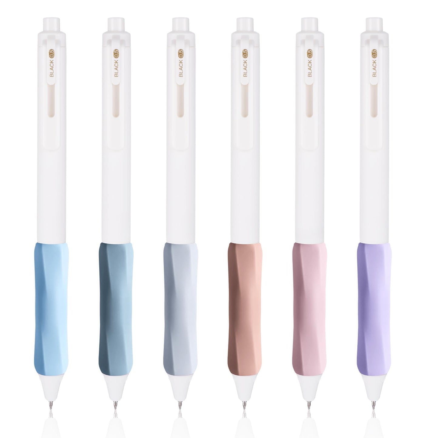 TIESOME 6 PCS Quick Drying Cute Gel Pens 0.5mm Double-bead ST Fine Point Silent Press Gel Pens, Black Ink Pens Smooth Writing Pens Kawaii Pens for School Office Supplies Aesthetic Supplies Pens