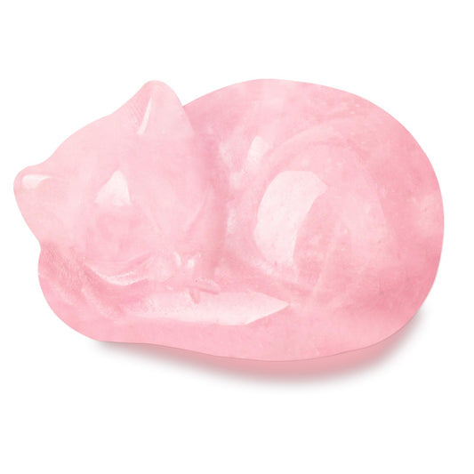 Giantree Opal Cat Crystals Decors Statue, Healing Sleeping Cat Statue Hand Carved Polished Cute Kitten Figurine Office Room Bedroom Desk Home Decoration Cat Lover Gifts for Women Men(Pink)