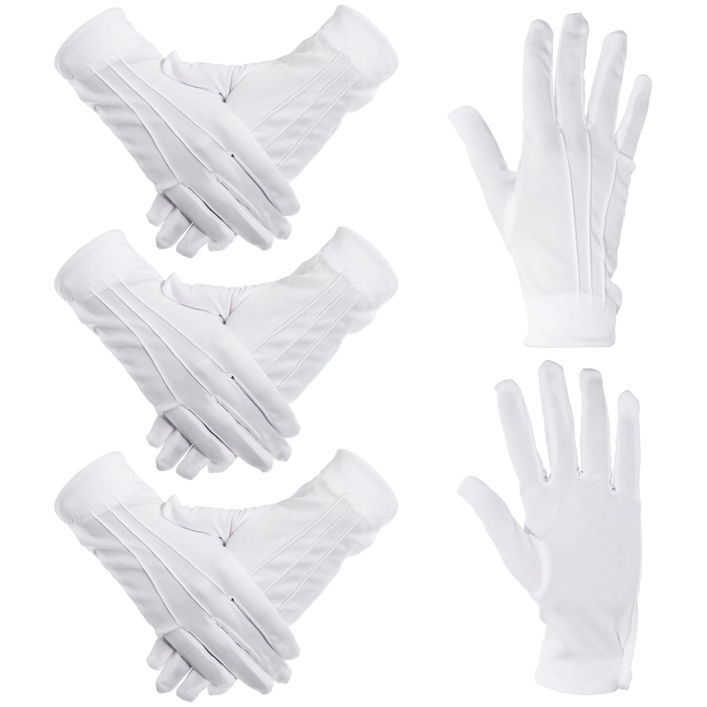 LIQWEI 3 Pairs White Uniform Gloves, Men Women Tuxedo Cotton Gloves for Parade Police Server Usher Honor Guard