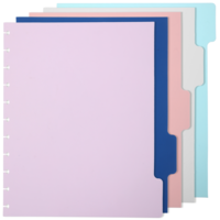 Jeffdad 5 Tabs Plastic Dividers, A4 Colored Mushroom Hole Index Page DiscBound Dividers Notebook Dividers Blank Index Divider for School Office Home
