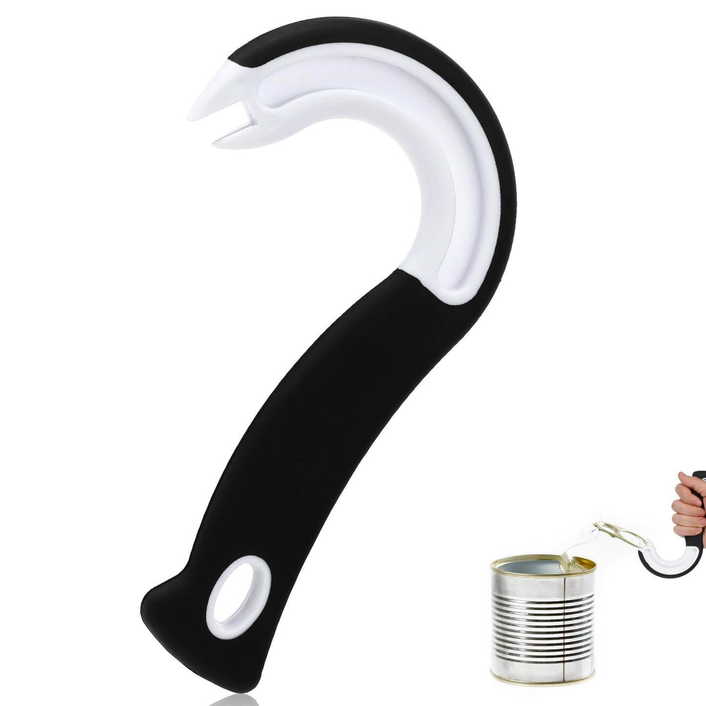 Molain Easy Open Ring Pull Can Opener, Portable Hook Can Opener for Pop Top Can Canned Food Opener J Shaped Kitchen Aid Bottle Opener Tool for Seniors, Children, Weak Hands (1)