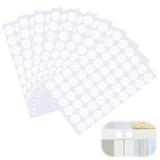 AOZUO Pack of 432 Self-Adhesive Cover Caps for Furniture & Floors, Screw Hole Stickers, Screw Hole Cover, Round Waterproof PVC Furniture, for Wooden Furniture, Cabinet, Shelf, Wardrobe, Walls (White)