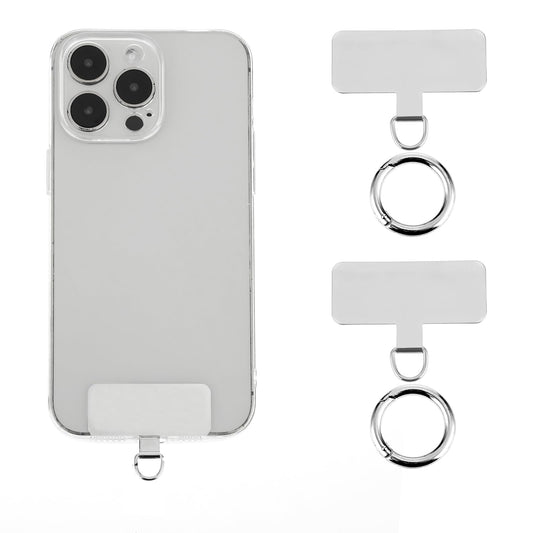 Amaxiu Mobile Phone Lanyard Pads, 2pcs Cell Phone Tether Tabs with Metal Spring Rings Universal Phone Strap Connector Patches Compatible with Full Coverage Phone Case, Stainless Steel(Silver)