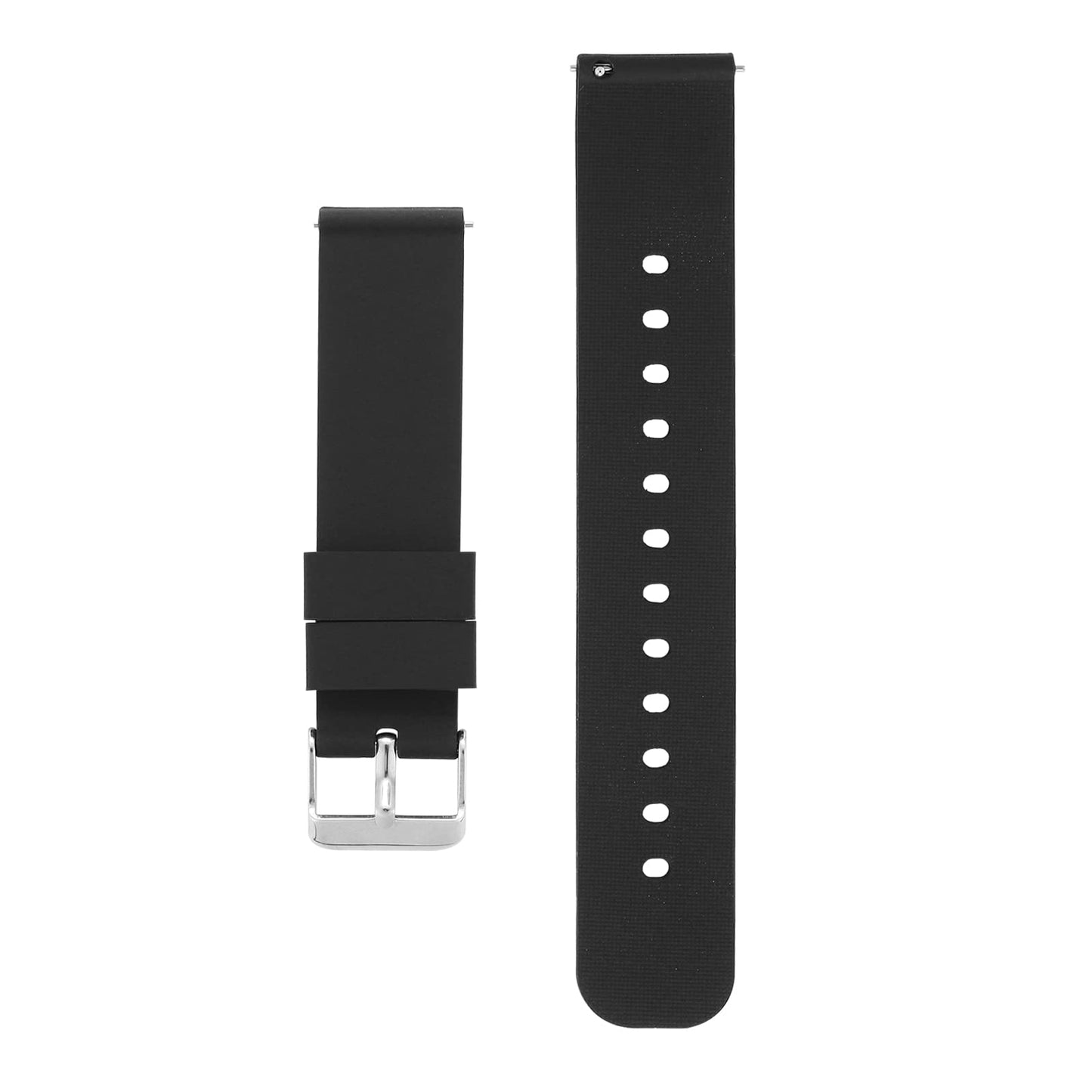 cobee Silicone Watch Bands - Quick Release Waterproof Soft Rubber Replacement Straps with Silver Plated Stainless Steel Buckle (20mm-Black)