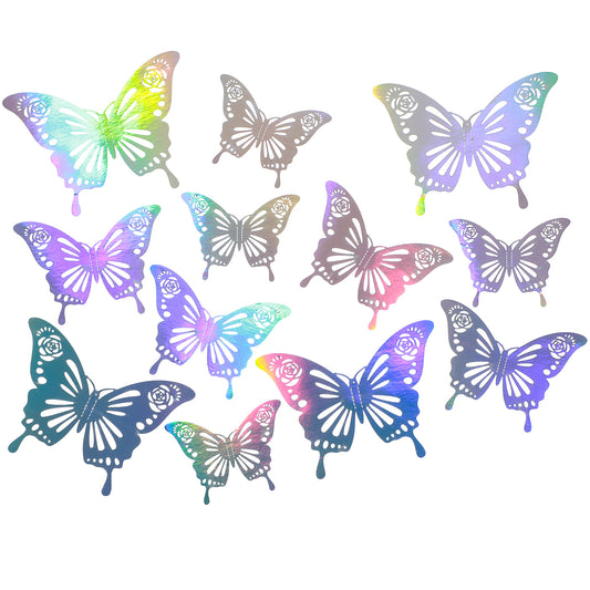 Giantree 48 Pcs Butterfly Sticker Set, 3D PET Glitter Butterfly Scrapbook Sticker Decoration Waterproof Shiny Butterfly Stickers for DIY Photo Albums, Wall Stickers, Cakes, Party Deco(Glitter 2)