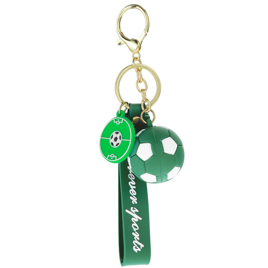 Giantree Soccer Gifts Key Chain, Inspirational Silicone Key Rings Football Keychains for Boys Girls Party Favors Simulation Football Keychain Backpack Accessories Gift(Green)