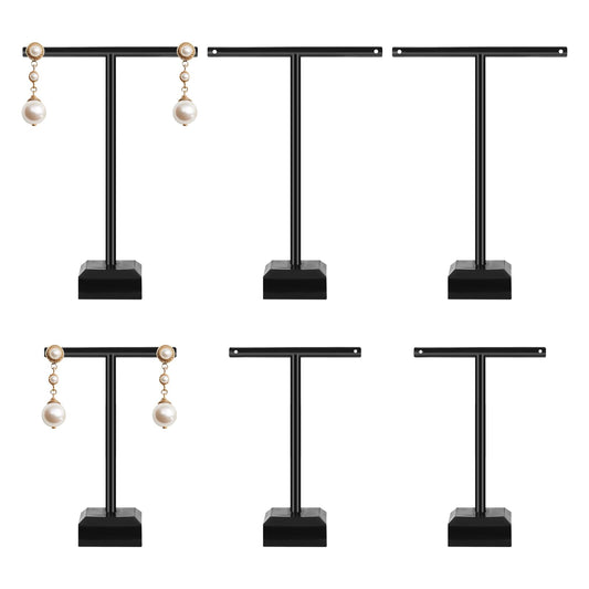 Jeffdad 6 Pcs Acrylic Earrings Display Clear Earring Display Holder T Bar Earring Organizer Tree Stand Hanging Jewelry Organizer for Necklaces Bracelet Earrings Ewelry Props Show(black)
