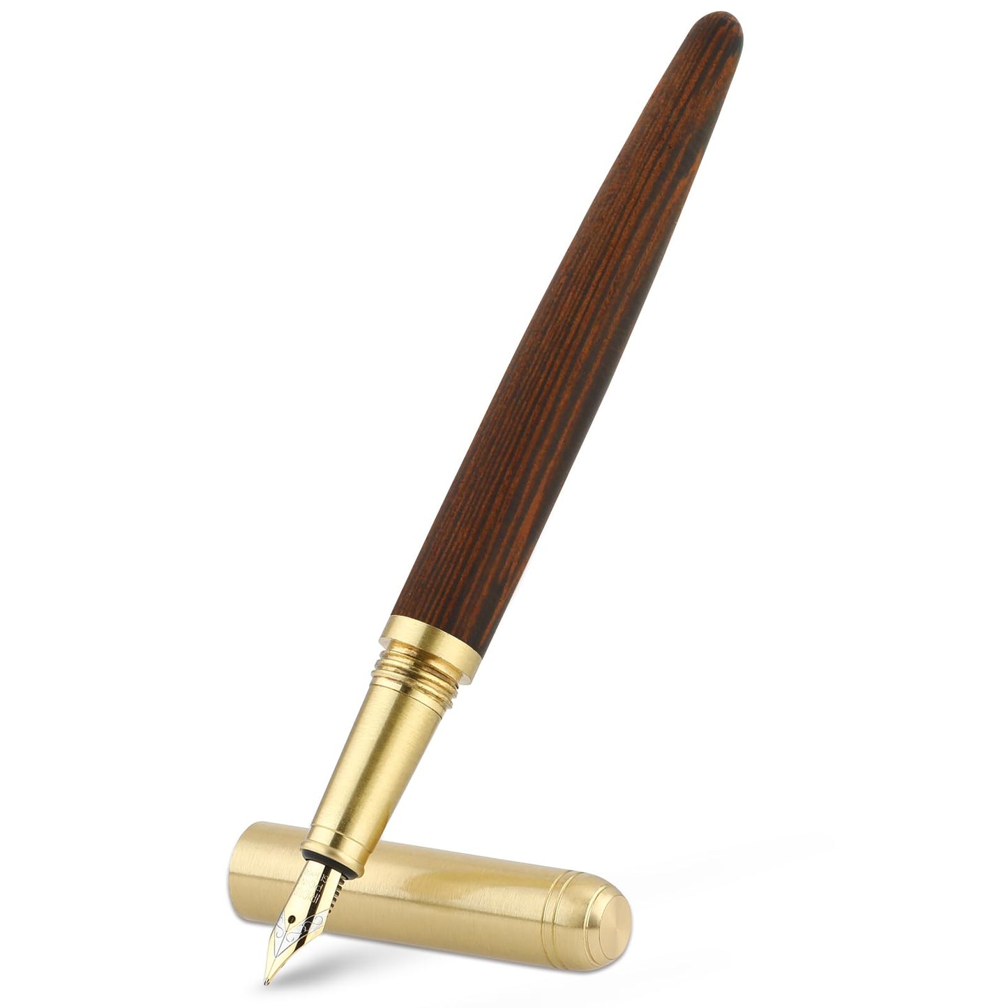 cobee® Wooden Fountain Pens, Handcrafted Wood Fountain Pen Vintage Luxury Pen 0.5mm Fine Point Pen Business Pen Smooth Writing for Journaling Calligraphy Gift Supplies (Brown)
