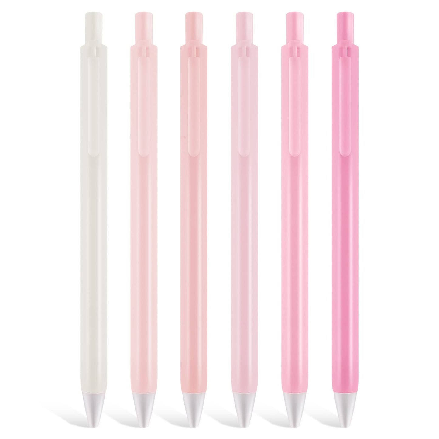 TIESOME Macarons Color Gel Pens, 6Pcs 0.5mm Retractable Large Capacity Ballpoint Pens Black Ink Smooth Writing Pens for School Office Gift Supplies(Pink)