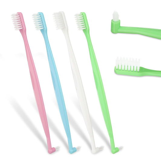 Andibro 4 Pack Double Ended Tufted Gaps Toothbrush, V-Trim Bristles Tooth Brush Orthodontic Interspace Toothbrush Soft Trim Toothbrush Tapered Trim Tooth Cleaner for Braces Orthodontic Detail Cleaning