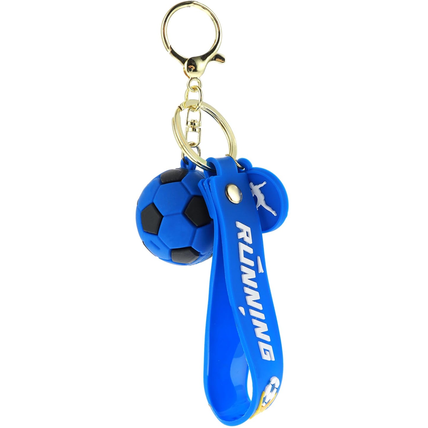 cobee Soccer Keychain Gift, Novelty Key Chain Soccer for Boys Sports Fan Silicone Key Rings Inspirational Football Gift Keyring for Kids Party Favors Reward Gift (Blue)