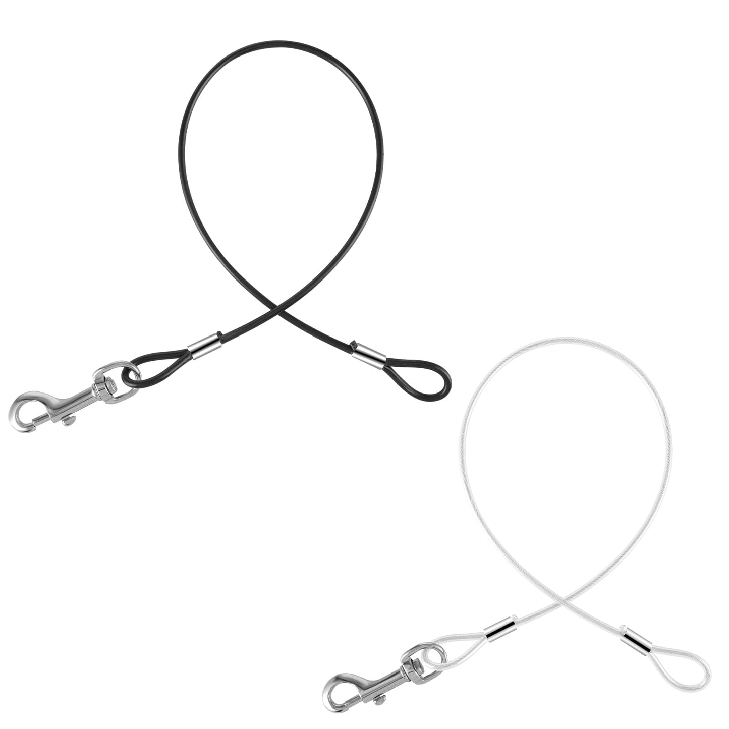 Giantree 2 Pcs Chew Proof Dog Leash Extension Metal Cable Leas, 24" Heavy Duty Dog Leash Extender for Large and Medium Dog Training Walking Running Non-Tangle Connect Leash No Chew Dog Leash Extension