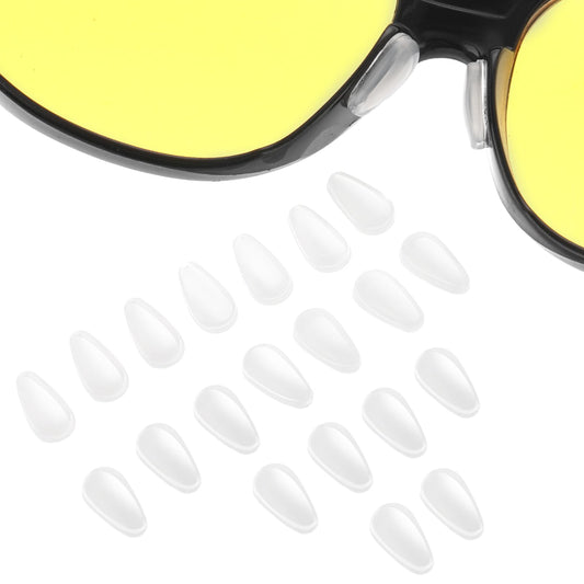 Jeffdad 10 Pairs Eyeglass Nose Pads for Glasses, Silicone Eyeglass Nose Pads with Airbag, Adhesive Nose Pads for Plastic Frames Sunglasses Reading Glasses (Transparent)