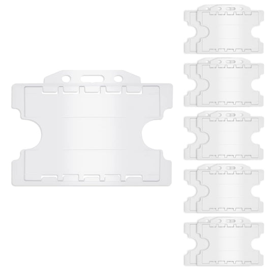 Molain 10pcs Double Sided ID Card Holders, Open Faced ID Badge Holder Dual Identity Plastic Pass Protector ID Card Badge Holders with Lanyard Hole for Office, School(White)