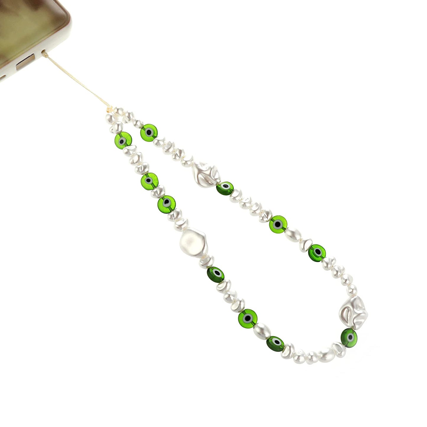 TIESOME Evil Eye Phone Lanyard, Beaded Phone Charm Wristband Gemstone Phone Chain Keychain Keychain Men Women Phone Strap