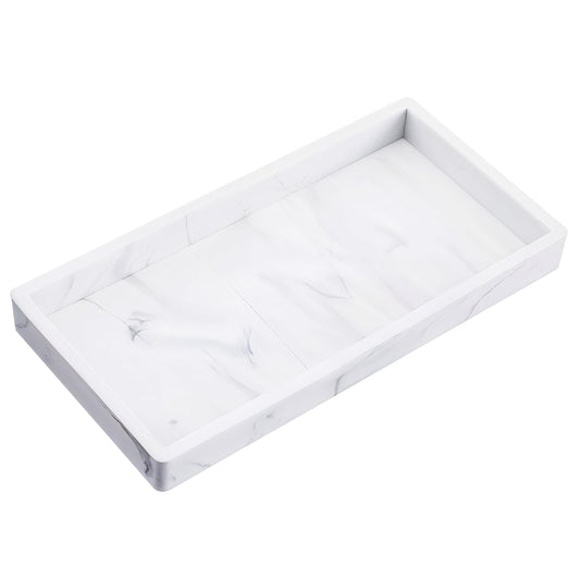 HJZHII Shatterproof Bathroom Tray, Silicone Tray for Counter Bathroom Tray Countertop Tray Soap Tray Vanity Tray Toilet Tank Desk for Bedroom Bathroom Kitchen Countertop Marble Grey
