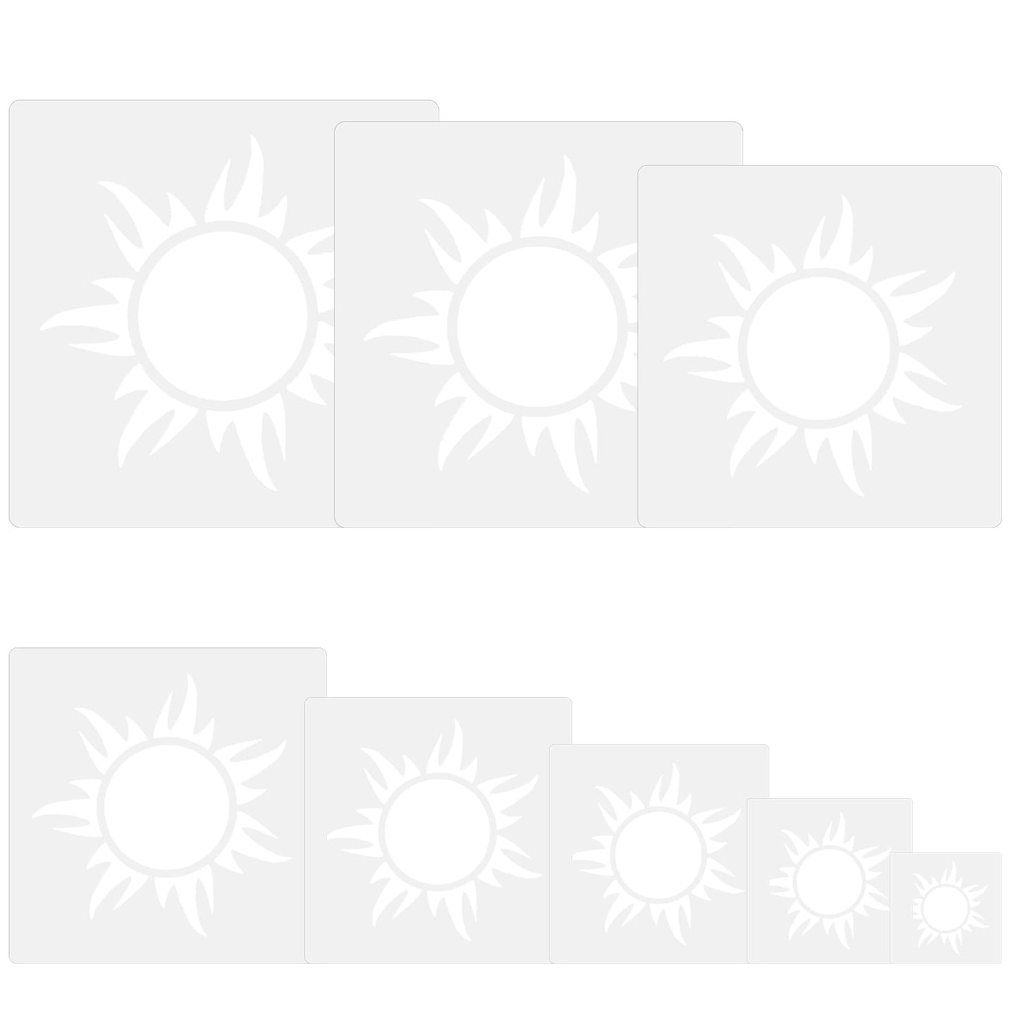Amabro 8 PCS Sun Stencil, 8 Sizes Reusable Sun Template for Painting Boho Sun Stencil Decoration Sun Paint Stencils for Wood Floor Wall DIY Art Crafts Projects