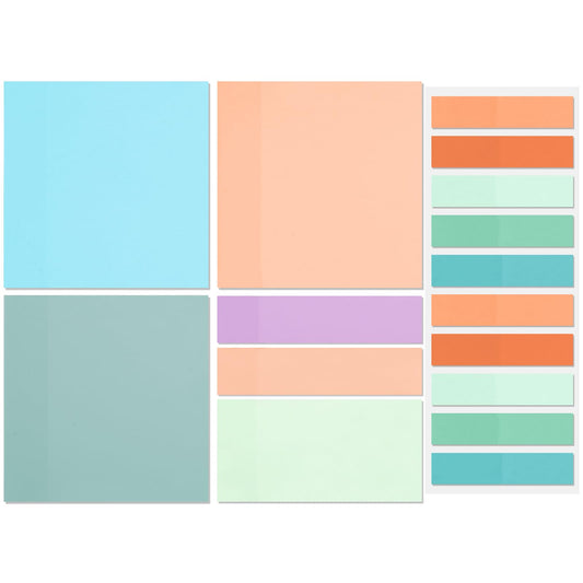 Cobee 500 Sheets Transparent Sticky Note Set, Pastel Color Clear Sticky Notes Adhesive Translucent Page Flags Sticky Tabs Waterproof Book Markers for Books Bible Office School Supplies(B)