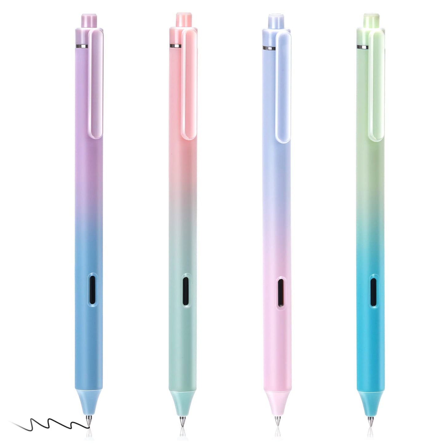 cobee Pastel Retractable Gel Ink Pens, 4 Pieces 0.5mm Aesthetic Ballpoint Pen Silent Gradient Rollerball Pen Black Ink Fine Point Pen Cute Ball Point Pens for Office School Supplies