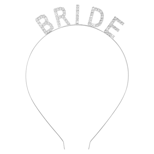 Andibro Shiny Rhinestone Bride Headband, Sparkling Bride Crown Headpiece Bachelorette Party Bridal Tiara Headband Wedding Party Headbands Hair Accessories Gift for Women Girls