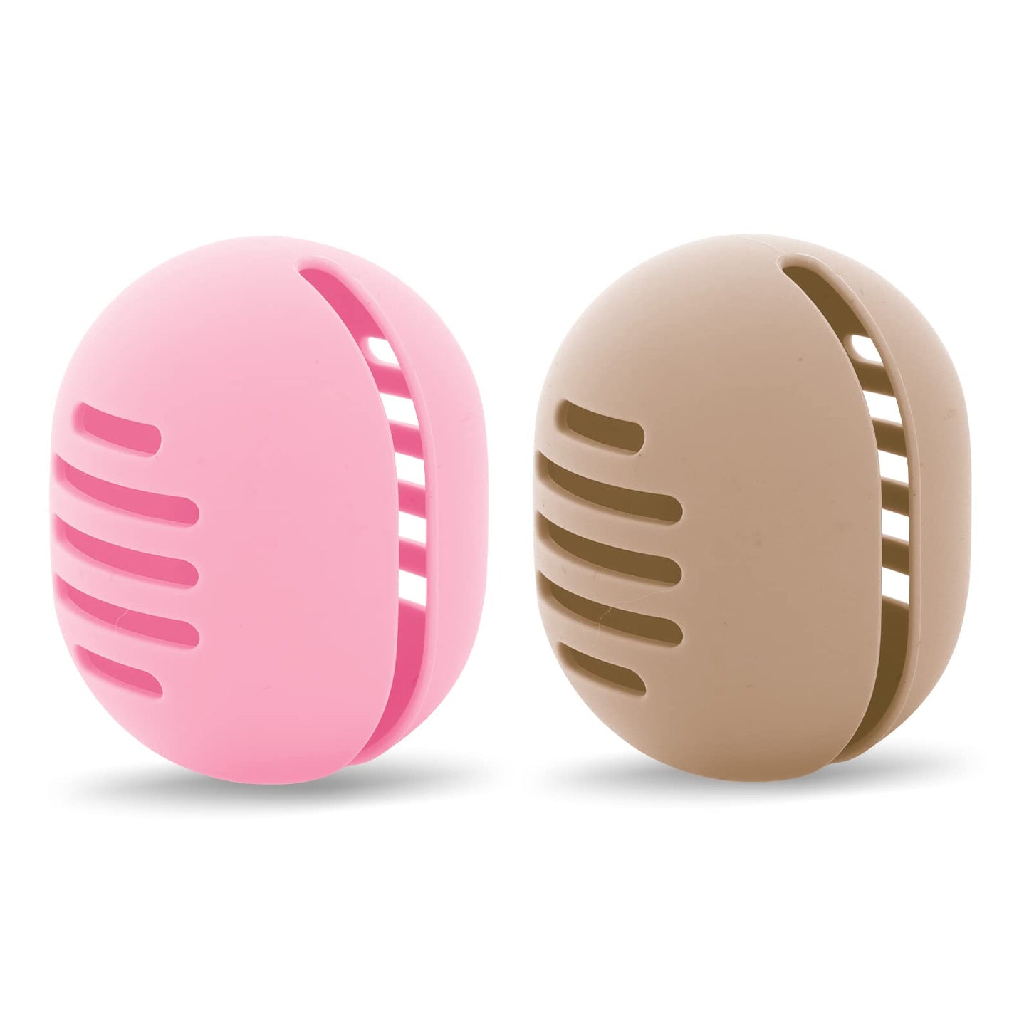 Cobee Makeup Sponge Holder,2pcs Integrated Makeup Sponge Travel Case Silicone Washable Reusable Double-sided Vented Breathable Beauty Blender Holders for Travel(Brown+Pink)