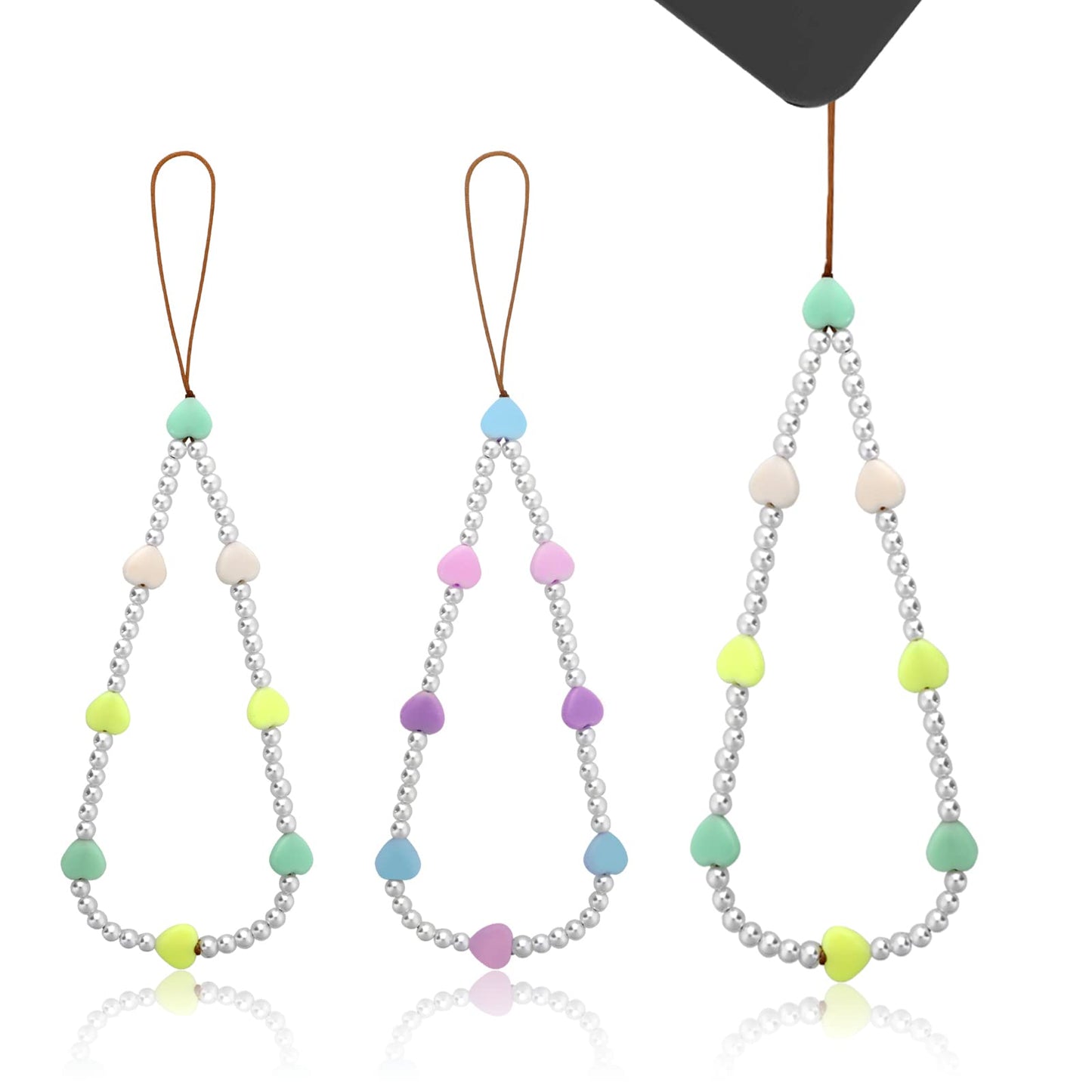 cobee Beaded Phone Charms, 2 Pieces Cell Phone Lanyard Strap Mobile Phone Lanyard Chain Wrist Strap Hanging Cord for Women Girl