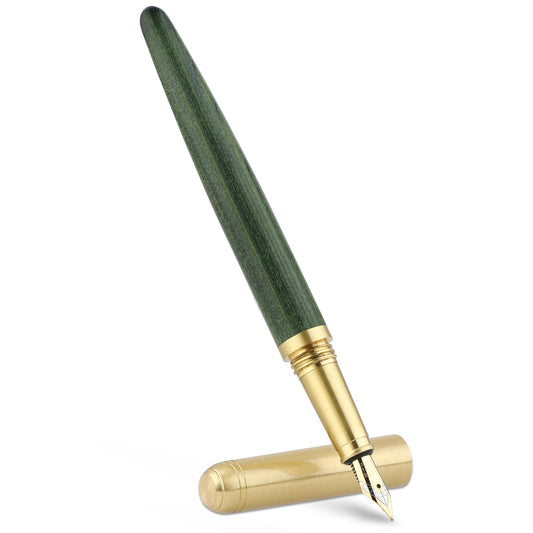 Andibro Handcrafted Wooden Fountain Pen, 0.5-0.6mm Natural Wood Fountain Pen Fine Point Pen Vintage Luxury Pen Smooth Writing Business Pen With Ink Refill Converter for Journaling Calligraphy(E)