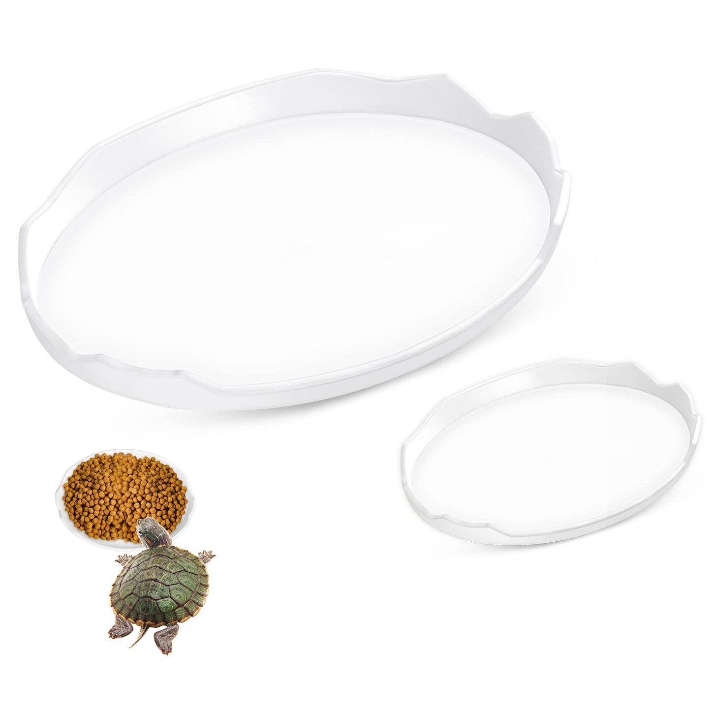 cobee Reptile Food Water Bowls, 2Pcs Shallow Eggshell Reptile Feeding Plate Mini Reptile Dish Pet Drinking Bowl for Turtle Gecko Snake