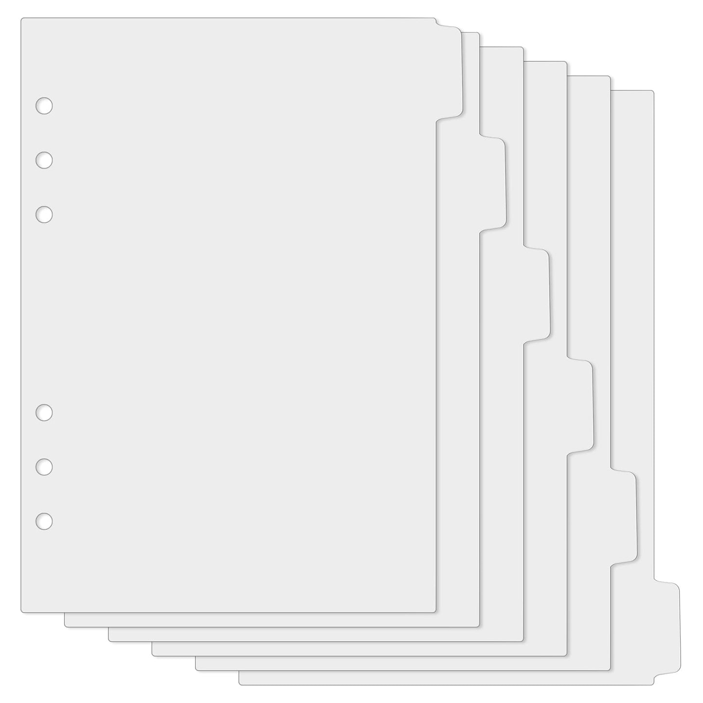 Jeffdad 6-Ring Binder Plastic Divider Set, 6 Tab Binder Dividers A5 Insertable Binder Dividers Suitable for Notebooks and Binders(Clear)