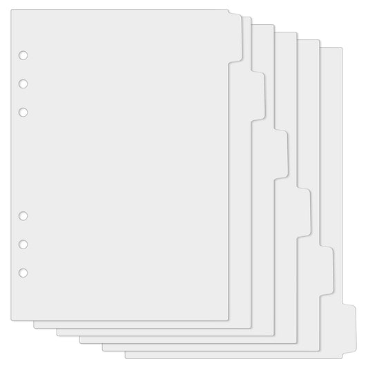 Jeffdad 6-Ring Binder Plastic Divider Set, 6 Tab Binder Dividers A5 Insertable Binder Dividers Suitable for Notebooks and Binders(Clear)