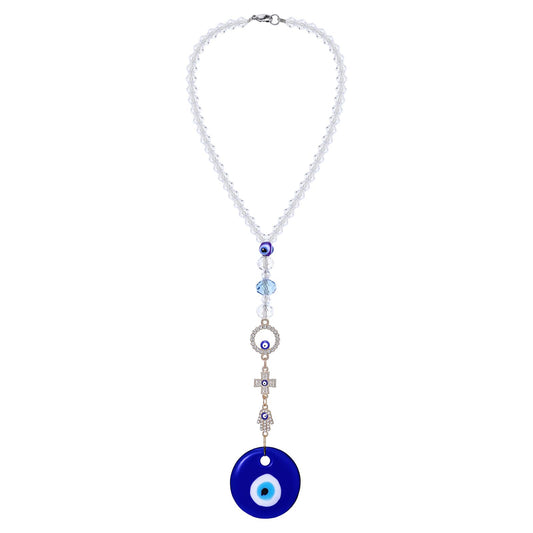 Amabro Evil Eye Car Hanging Ornament, Blue Evil Eye Hanging Charm Accessories Evil Eye Beaded Pendant Decor for Car Rear View Mirror Backpack Bag Bedroom Living Room Office Door