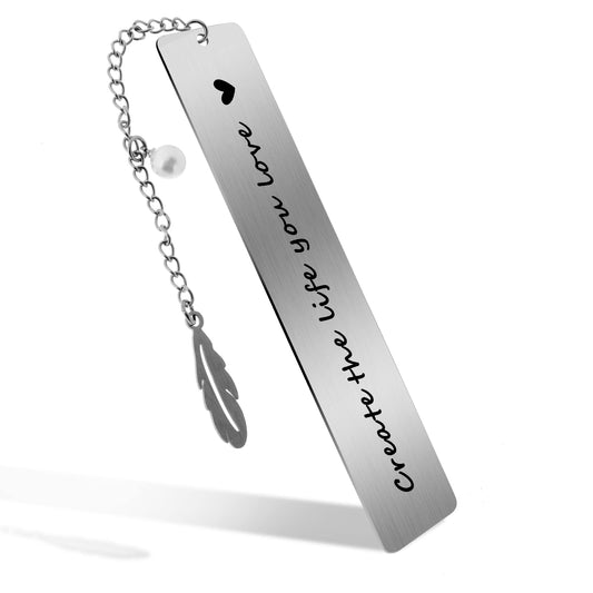 Bewudy Bookmark with Chain for Book Lover, Inspirational Bookmark for Women Men Friends Graduation Retirement Wedding Christmas Anniversary Birthday Gifts (Create The Live You Love)