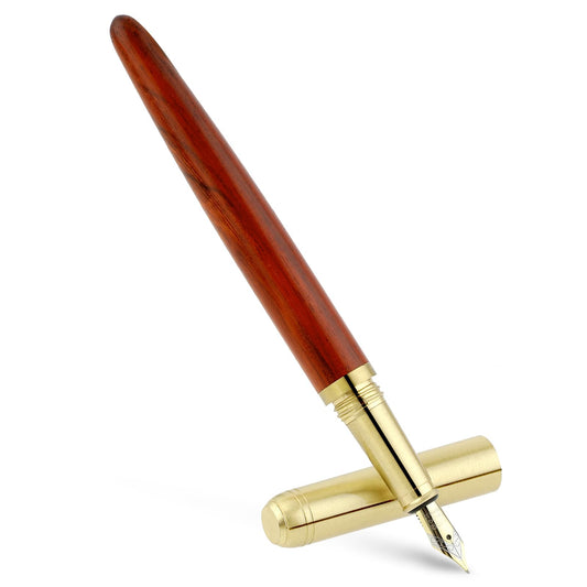Andibro Handcrafted Wooden Fountain Pen, 0.5-0.6mm Natural Wood Fountain Pen Fine Point Pen Vintage Luxury Pen Smooth Writing Business Pen With Ink Refill Converter for Journaling Calligraphy(A)