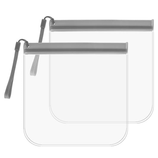 cobee 2 Pcs Clear Travel Toiletry Bags 20X20 cm, TSA Approved Toiletry Bag, Portable Airport Security Liquids Bags, Travel Essentials Clear Plastic Bags for Airport Security(2 Pcs Grey)