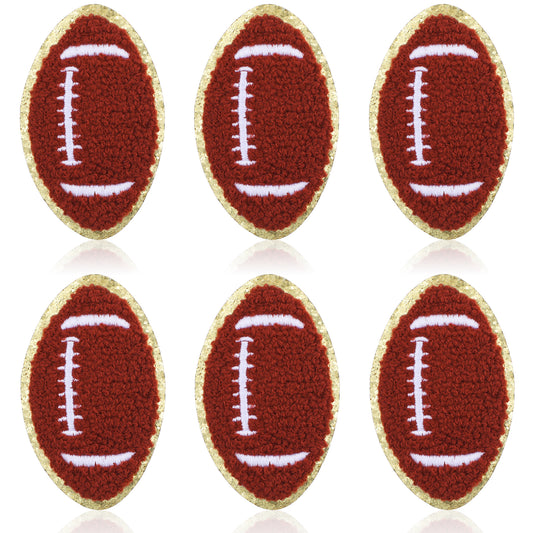 AOZUO Football Iron On Patches, 6PCS Gold Edges Rugby Patches Embroidered Applique Sewing Football Patches Decoration DIY Crafts for T-Shirts Jackets Bags Clothes Jeans Pants Dress Backpacks Hats(3.3
