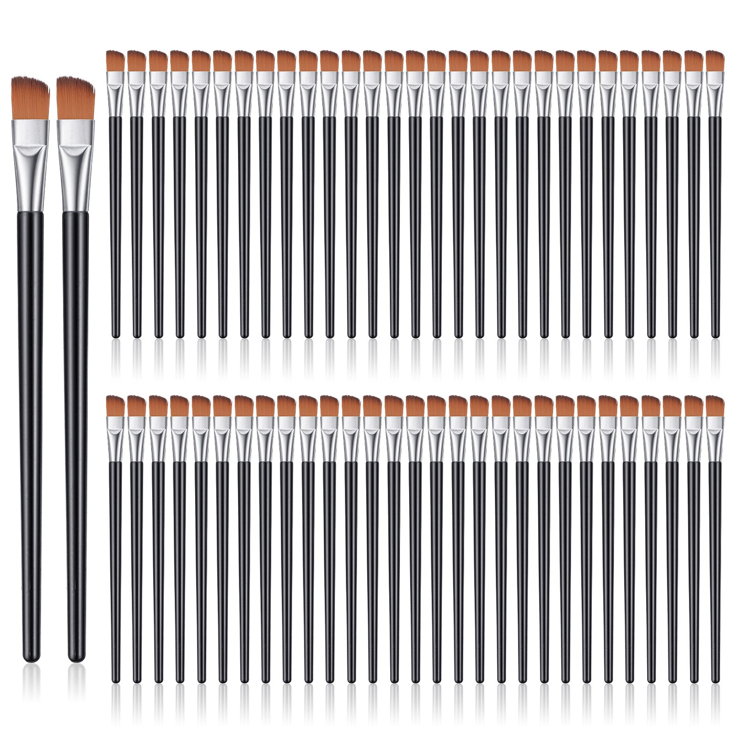 XLIUAX 60 Pcs Angled Eyebrow Brushes, Flat Eyebrow Tint Brush Applicator Precision Gel Eye Liner Brush Ultra Thin Angled Eyeliner Eyeshadow Eyebrow Makeup Brush