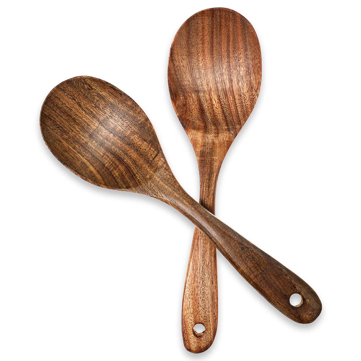 Molain 2Pcs Long Handled Wooden Spoons, 10inch Heavy Duty Large Wooden Spoon Cooking Wooden Spoons Wooden Mixing Spoon for Eating Mixing Stirring, Boiling