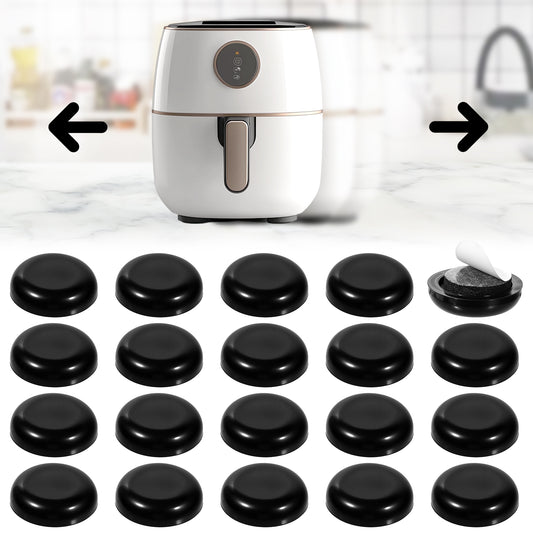 BOHUIZ 20Pcs Black Kitchen Appliance Sliders, Self Adhesive Appliances Sliders Silent Sliding Pad for Countertop Coffee Maker, Air Fryer, and Microwave Easy Moving Saving Space