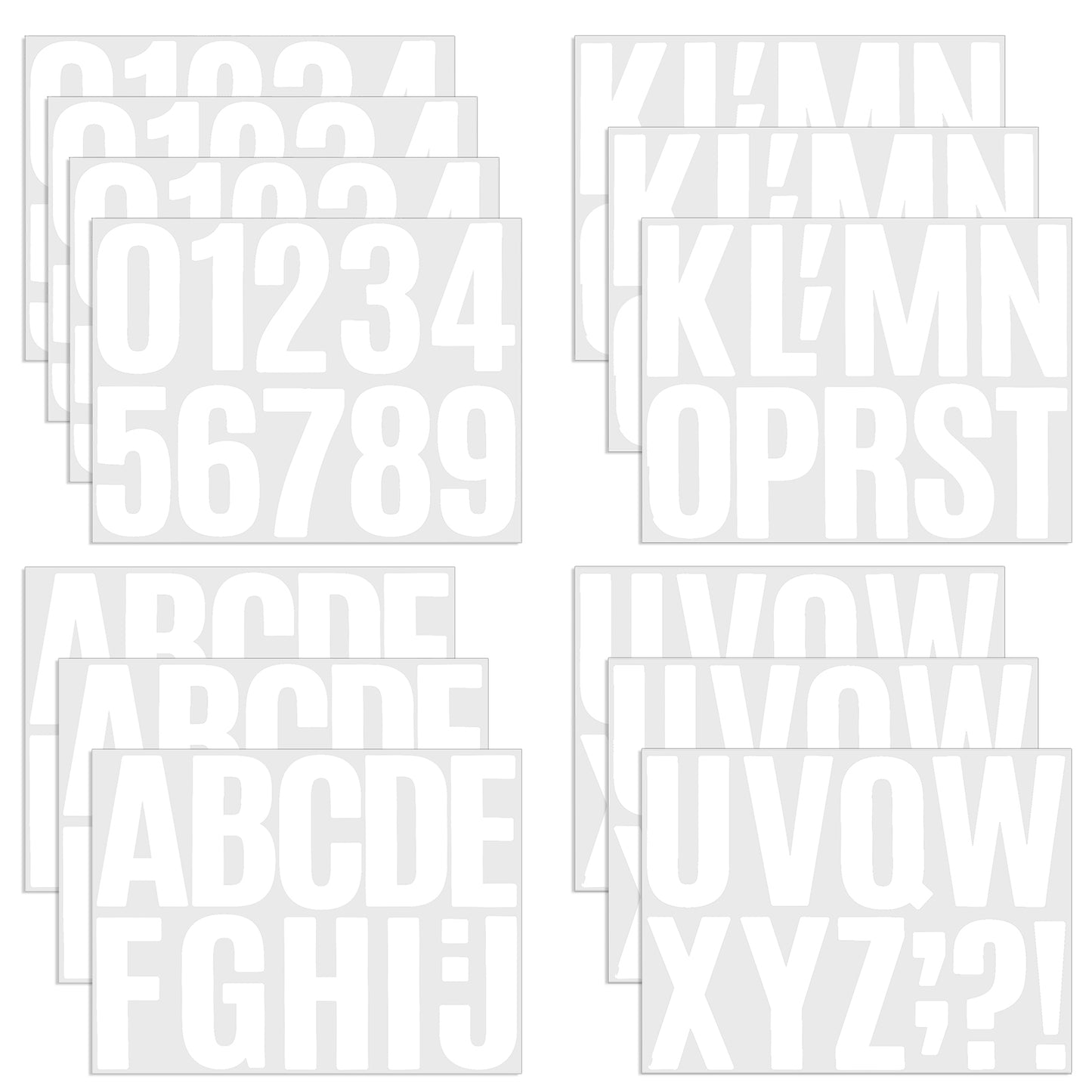 JJUNW 13 Sheets of Large Self Adhesive Vinyl Letters Numbers Kit, 4 Inch Alphabet Stickers, Waterproof Mailbox Numbers Stickers for DIY Crafts, Mailbox, Notebook, Door, Water Bottles, Car (White)