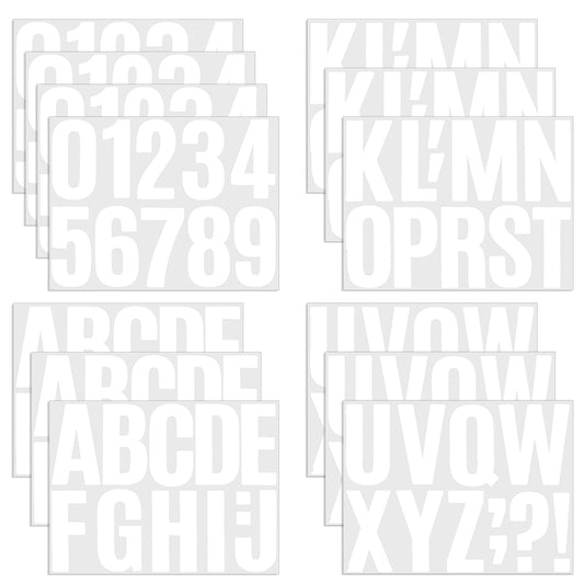 JJUNW 13 Sheets of Large Self Adhesive Vinyl Letters Numbers Kit, 4 Inch Alphabet Stickers, Waterproof Mailbox Numbers Stickers for DIY Crafts, Mailbox, Notebook, Door, Water Bottles, Car (White)