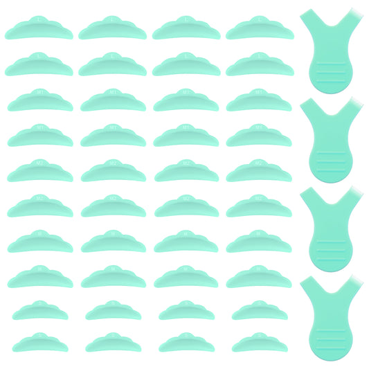 Giantree 44 Pcs Lash Lift Rods, Silicone Pads Eyelash Shields for Perm Curls Makeup Kits, 5 Size S/M/M1/M2/L Reusable Silicone Lash Lifting Pads and Y Shape Eyelash Brush for Curl Eyelash(Green)