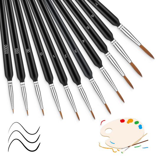 cobee 11 Pcs Miniature Detail Paint Brushes, Thin Paint Brushes Detailing Brush Set, Miniature Paint Brushes Paint By Number Nail Art Brushes for Models Crafts, Canvas Painting, Acrylic, Watercolor