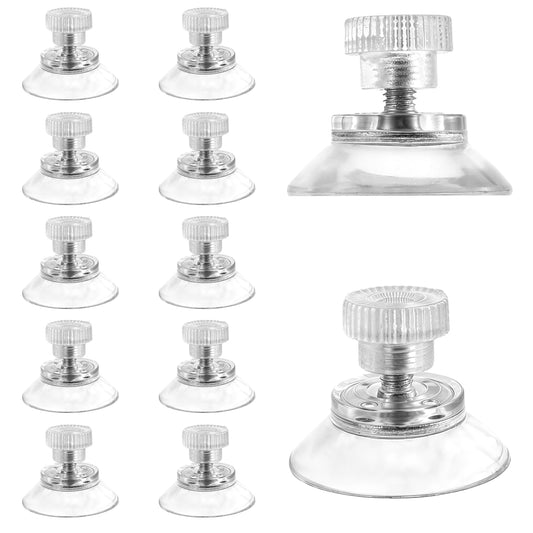 AOZUO 12pcs Thread Suction Cup, Window Suction Cups Hooks with M4 Metal Screw Rods and Nuts Heavy Duty Clear PVC Sucker Pads Plastic Suction Cup Holder for Bathroom Wall Door Glass Car Shade(25mm)