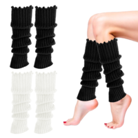 JIYIN Leg Warmers for Women, 2Pairs Kawaii Knit Stretchy Leg Warmer, Fashion Y2k Leg Warmers 80s Winter Ribbed Long Socks(Color2)