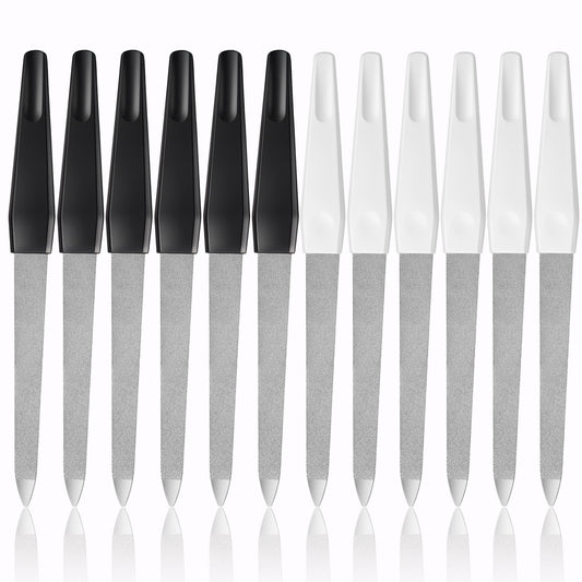 HJZHII 12 Pcs Metal Nail Files, Professional Nail Files, Double Sided Nail File Set for Natural Nails Nails Accessories Tools for for Home Salon Use