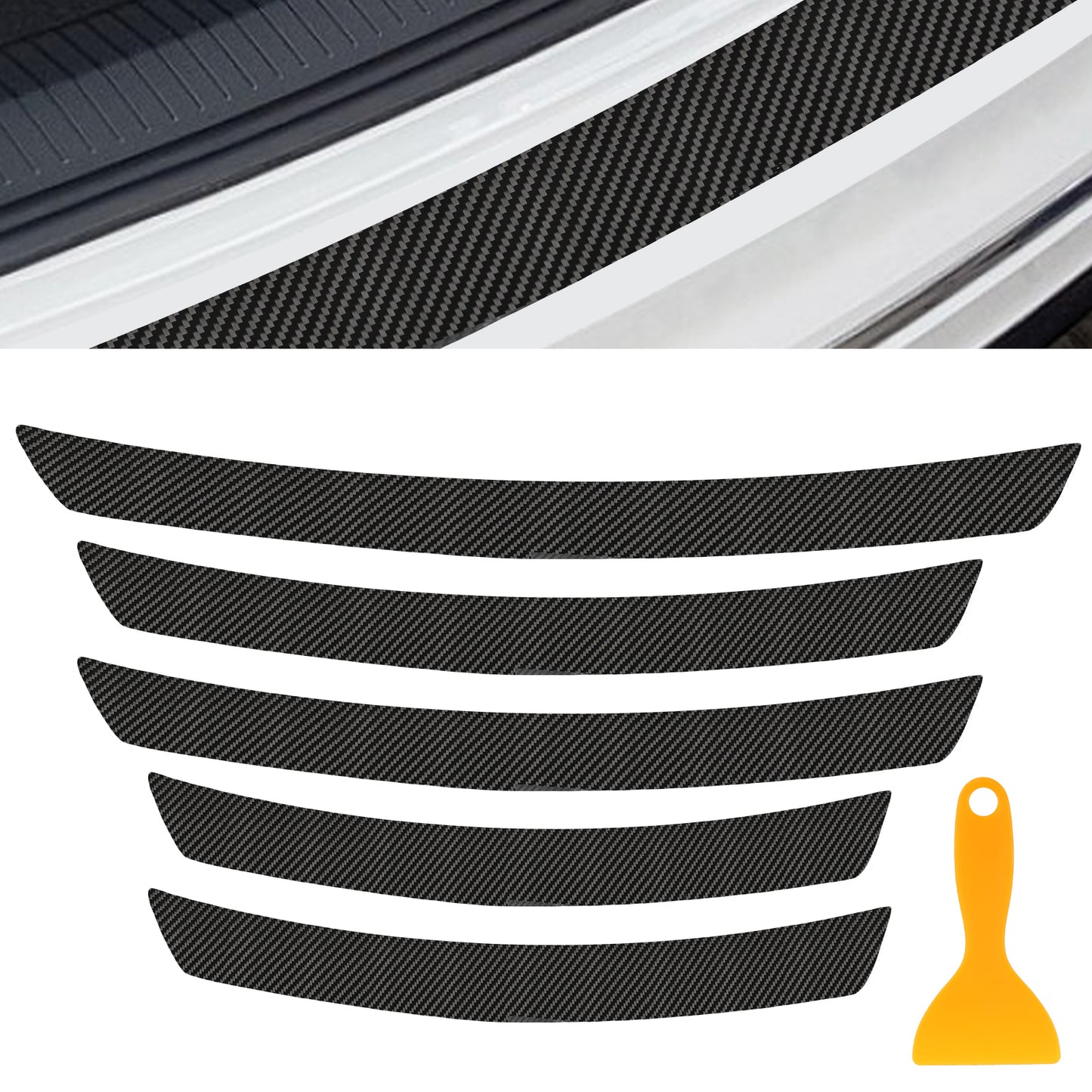 DOPENSPI 5PCS Car Door Sill Protector, Universal Anti-Scratch Carbon Fiber Door Edge Protector Adhesive Car Doors Threshold Protection Sticker Universal Vehicle Interior Accessories
